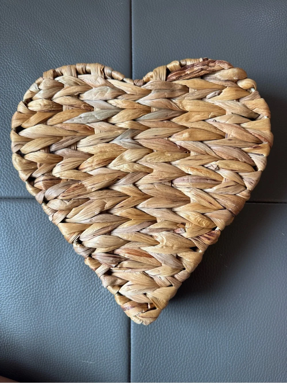 Rattan Woven Heart Shaped Decorative Tray - Natural Brown